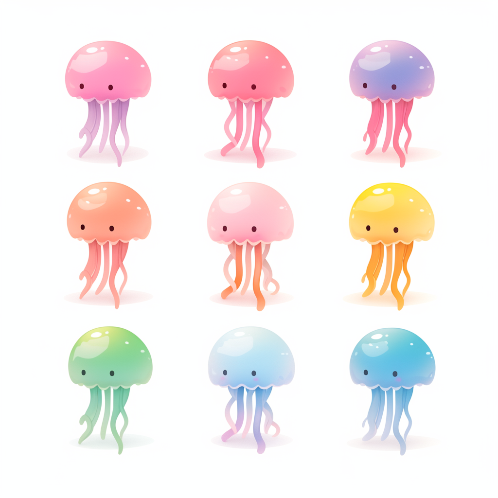 Tiny cute jellyfish in 3D on white