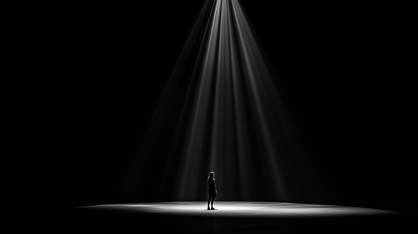 A Person's Silhouette in a Beam of Light