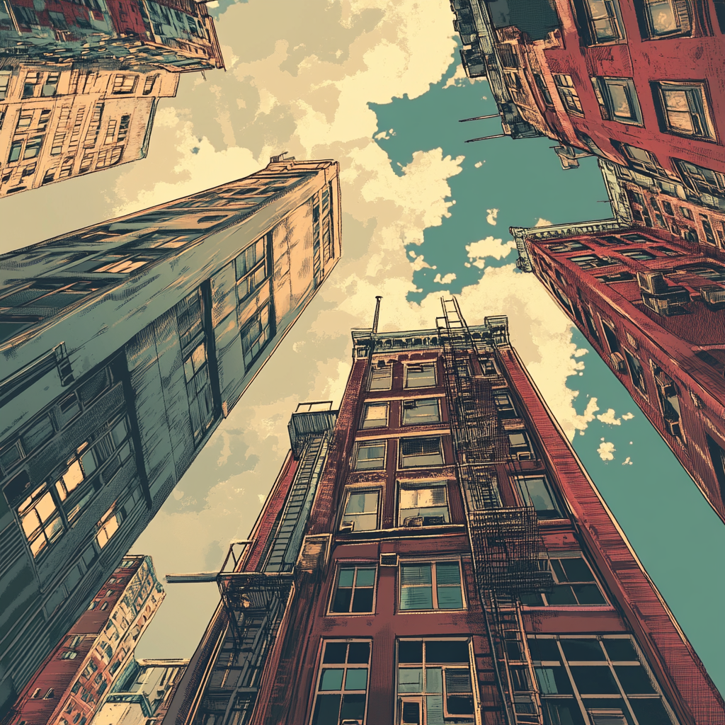 Comic Style New York City buildings