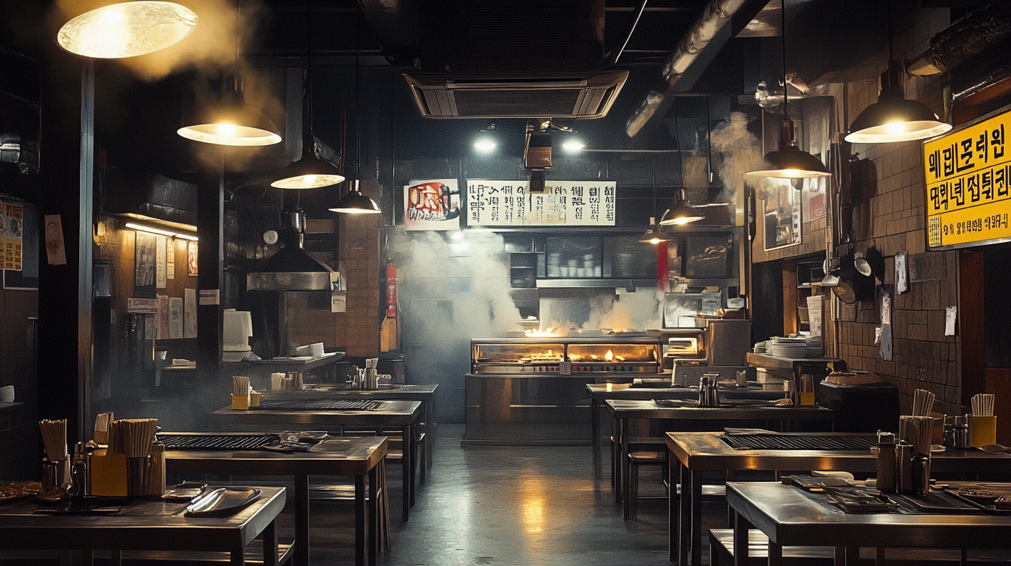 Traditional Korean BBQ Restaurant with Bright Lighting