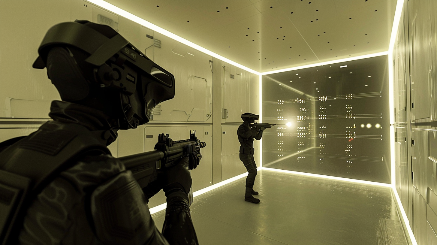 Training bomb squad in virtual reality room