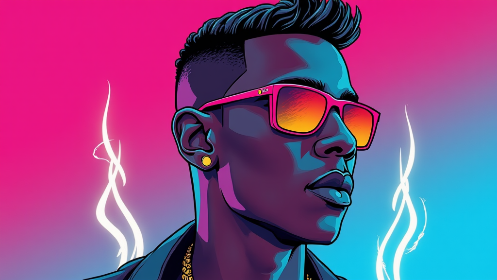 Travis Scott Vibrant Colorful Sunglasses Illustration