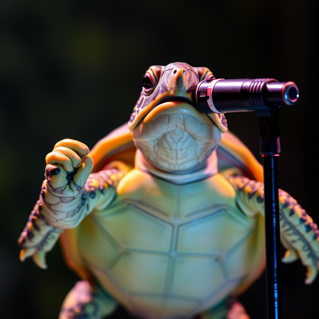 Turtle Singing with Microphone