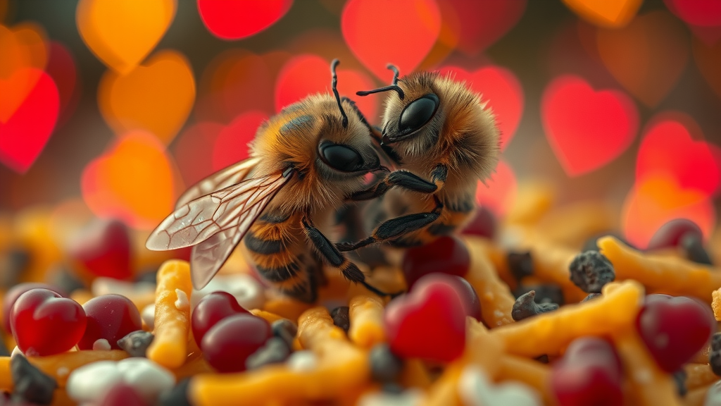 Two Baby Bees Cuddle in Nacho Land