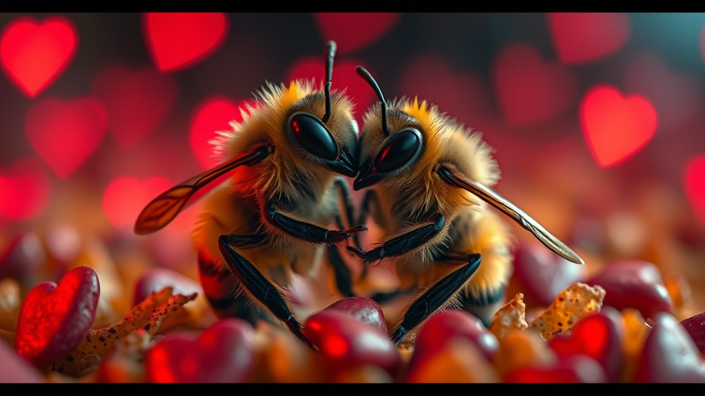 Two Cute Baby Bees Cuddling in Nacho Land