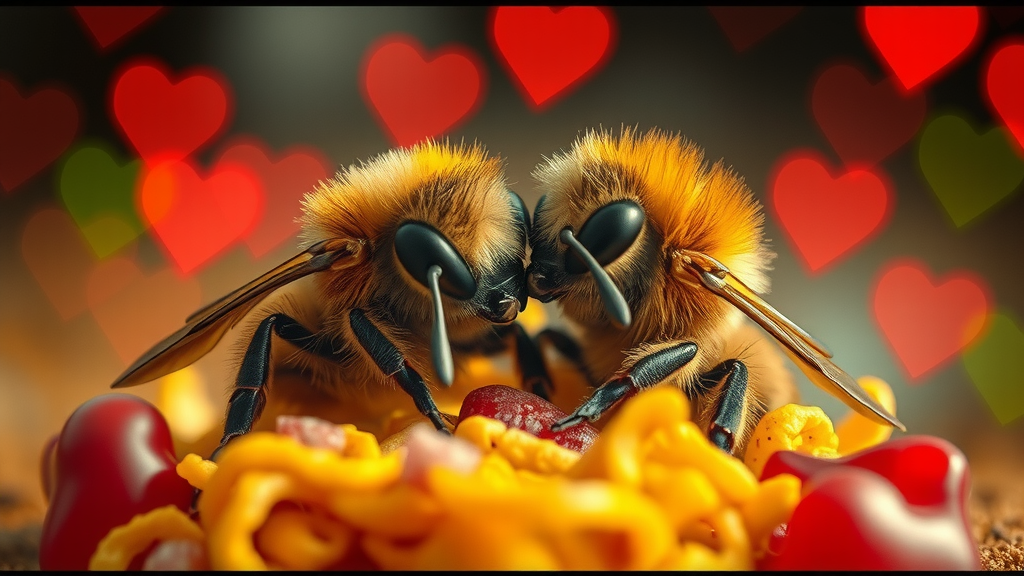 Two Cute Baby Bees Cuddling in Nacho Land