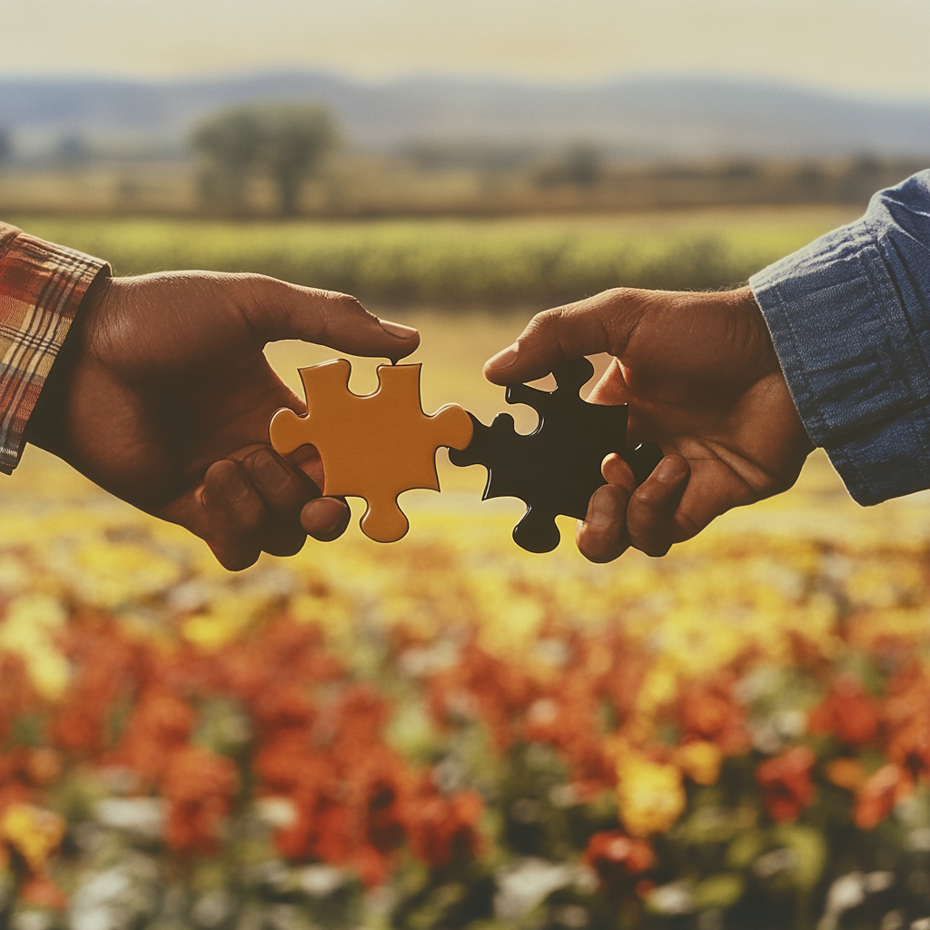 Hands Join in Perfect Puzzle Teamwork