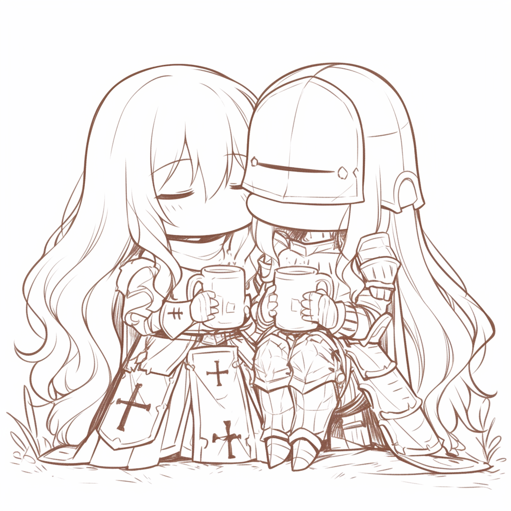 Two Waifu Knights in Chibi Anime Style