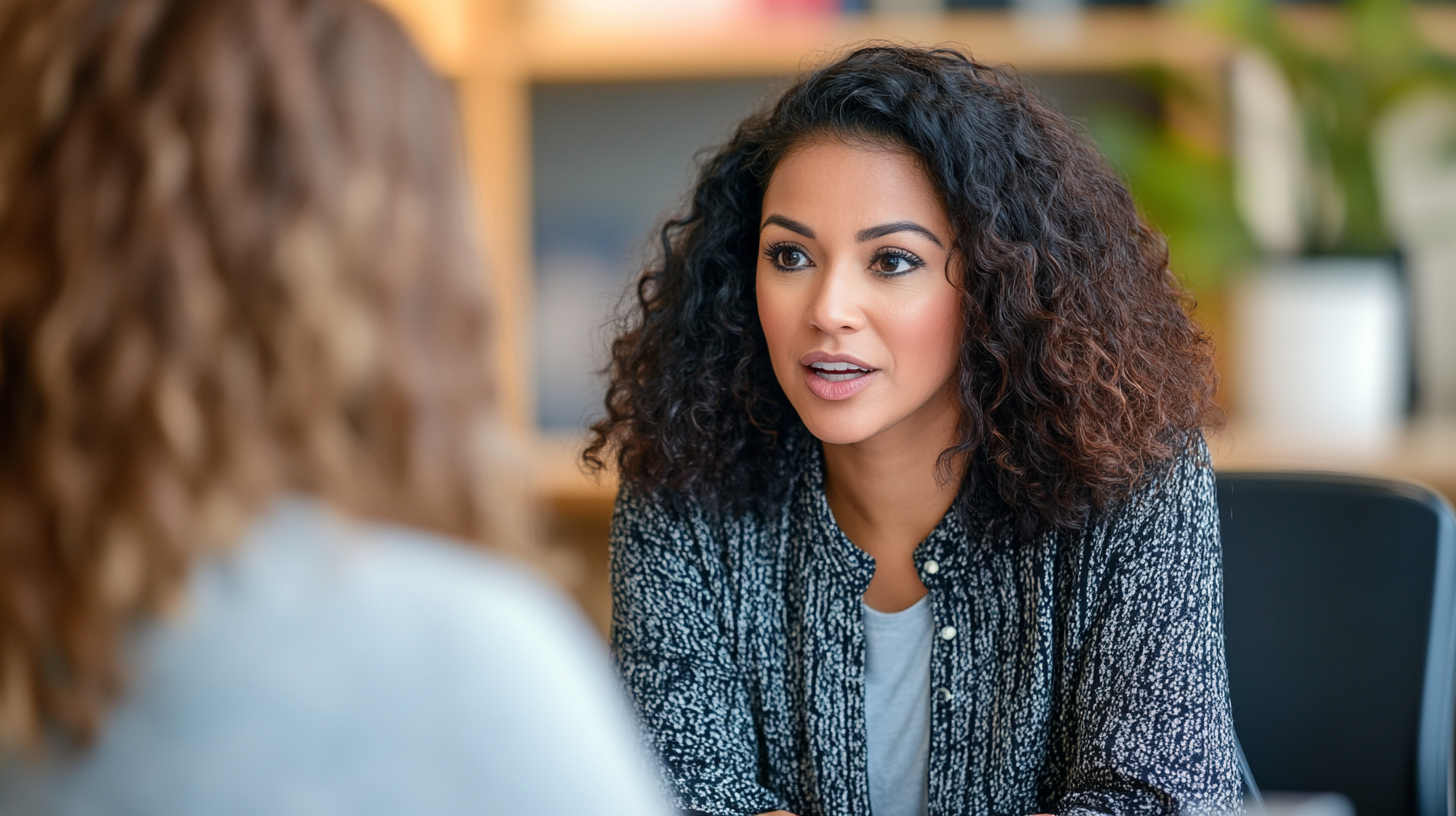 Two executives having professional conversation in stylish office