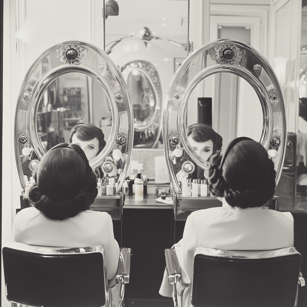 Two ladies getting hair and makeup done