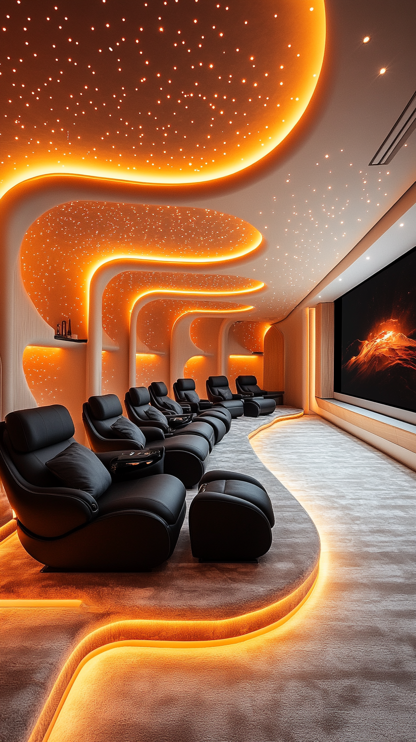 Ultra-Modern Home Cinema with Luxurious Black Recliners