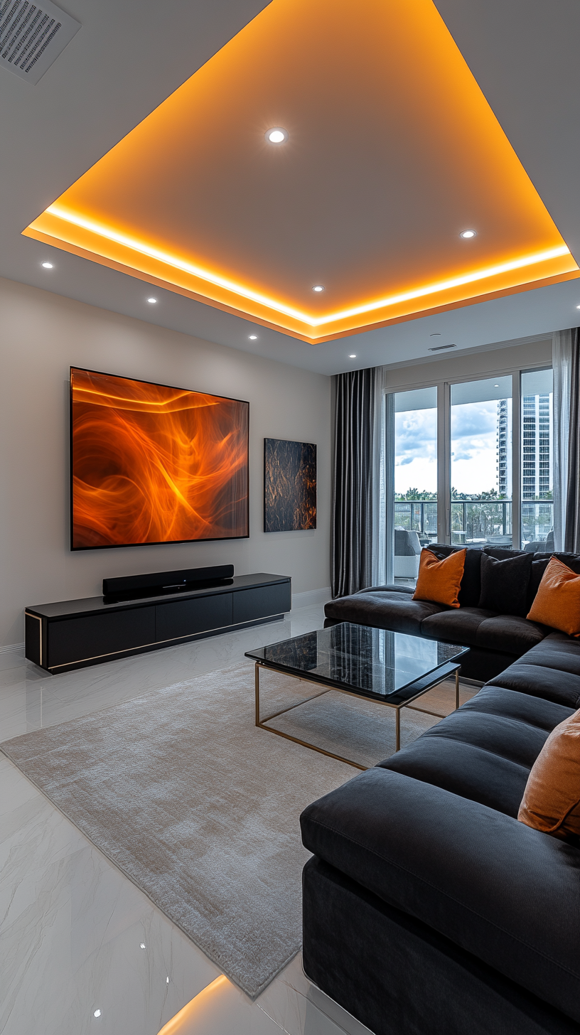 Ultra-Modern Living Room with Black Furniture