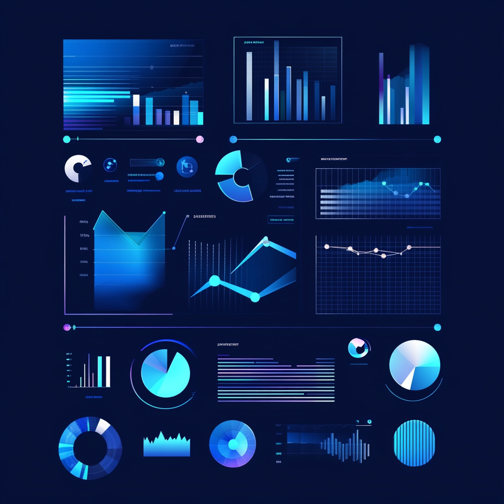 Vector illustration of intuitive dashboard with progress graphs, client data.