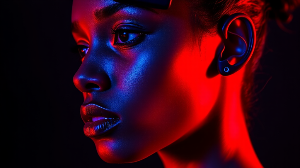 Vibrant Afrofuturism Portrait with Futuristic Lighting