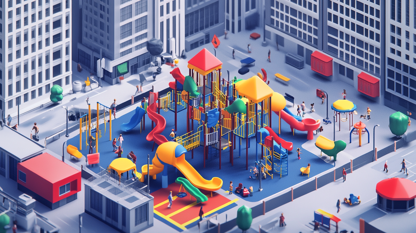 Vibrant Jungle Gym in City Playground: A 4K Scene