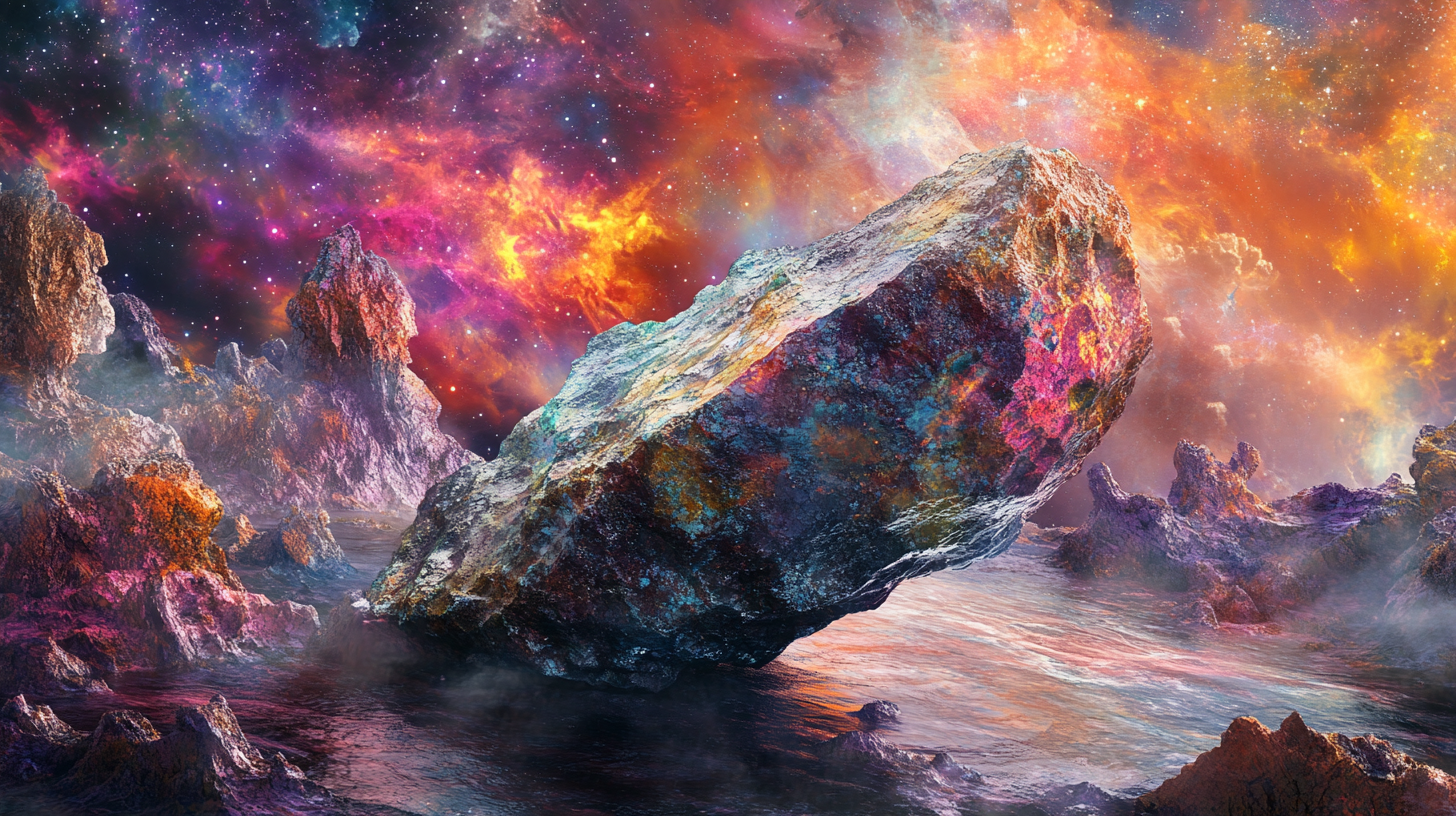 Vibrant Martian Meteorite in Detailed Illustration