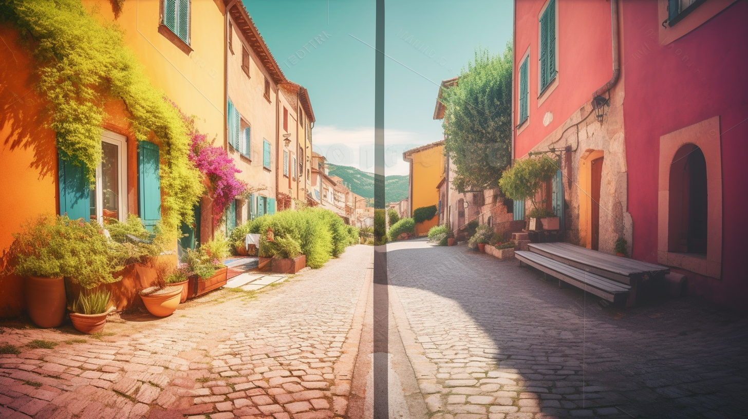 Vibrant village landscape for stunning PowerPoint background