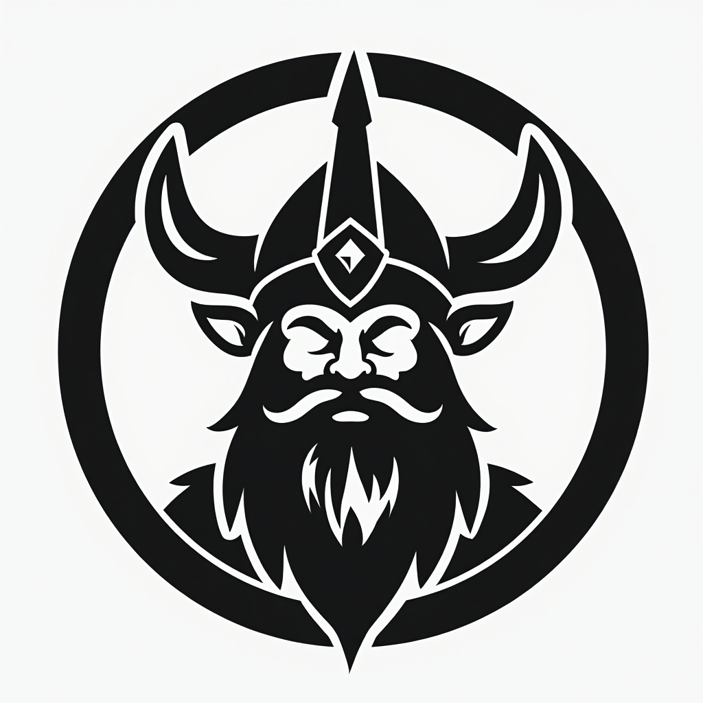 Viking children's camp logo in black and white.