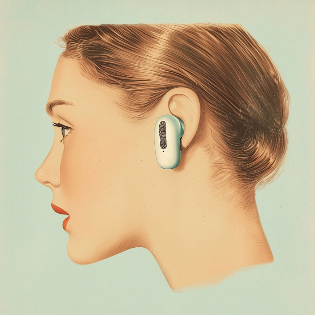 Vintage Apple AirPods Ad from 1950s: Pastel Colors.