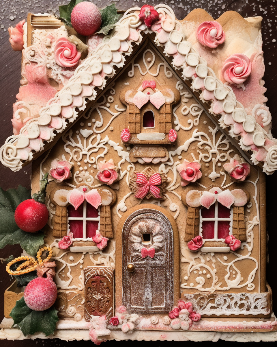 Vintage Style Christmas Gingerbread House Scrapbook