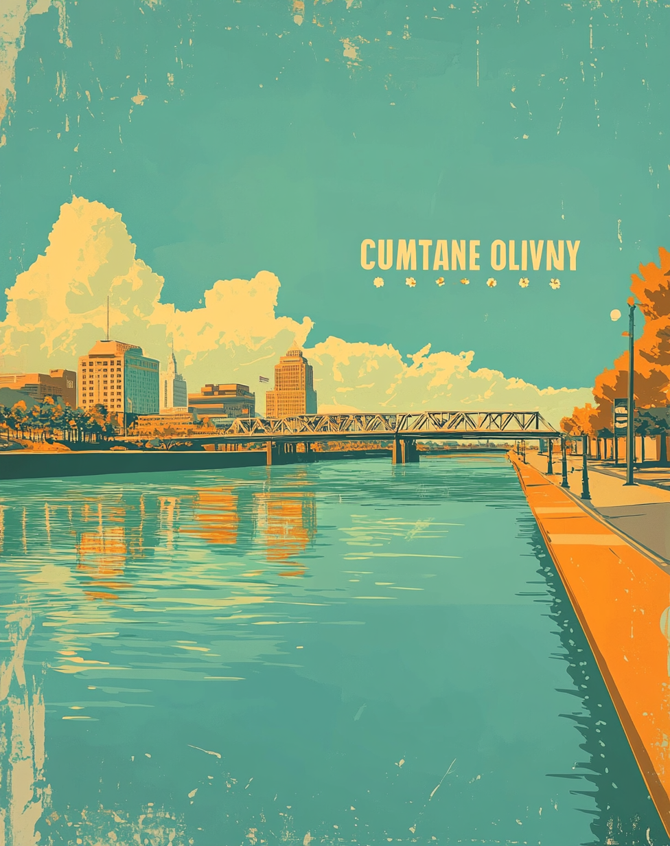 Vintage travel poster of Louisville Kentucky in summer.