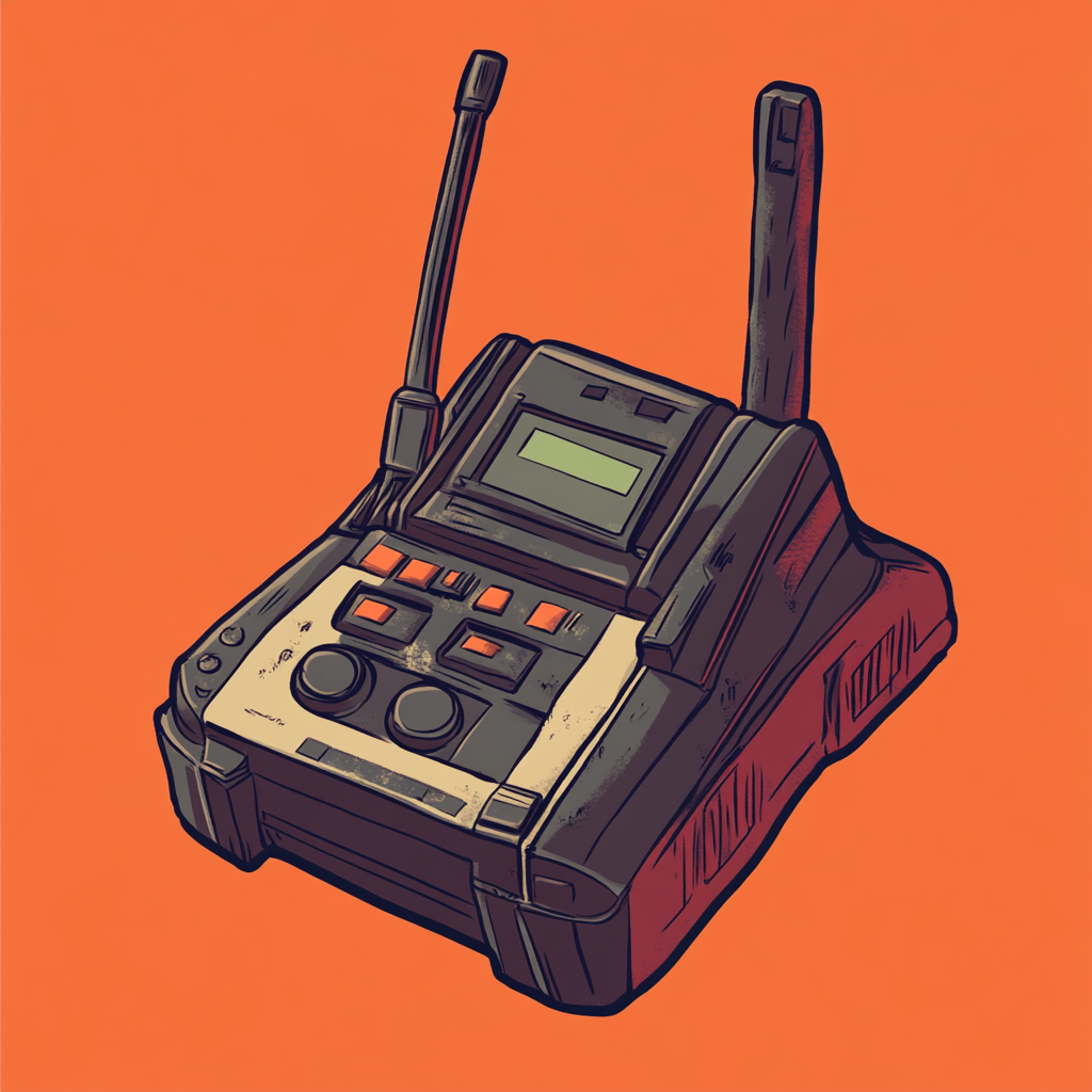 Vintage walkie-talkie illustration in dynamic animation style.