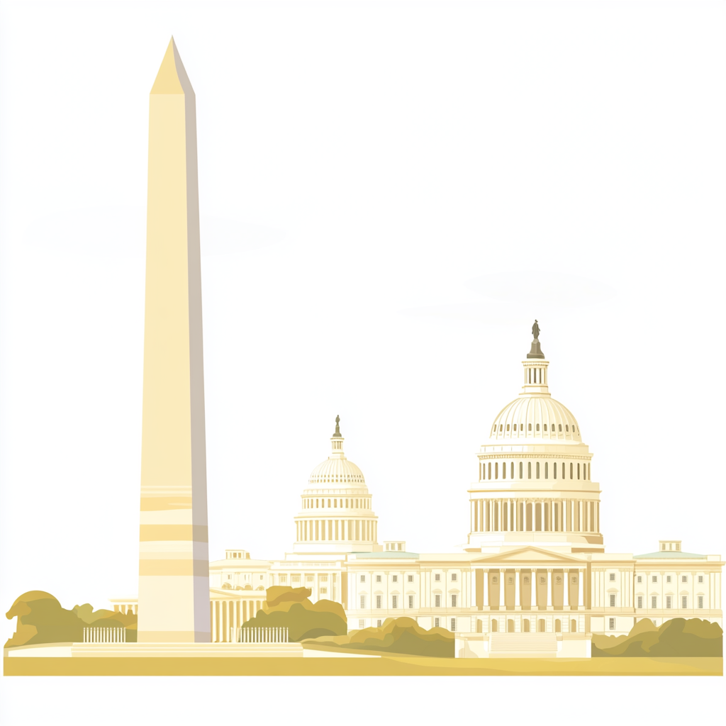 Washington Monument and Capitol Building in Vector Style