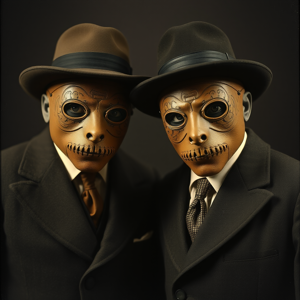 Weird Masked Men 1920s AI Image