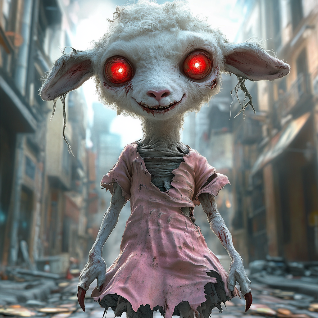 Zombie sheep in post-apocalyptic city