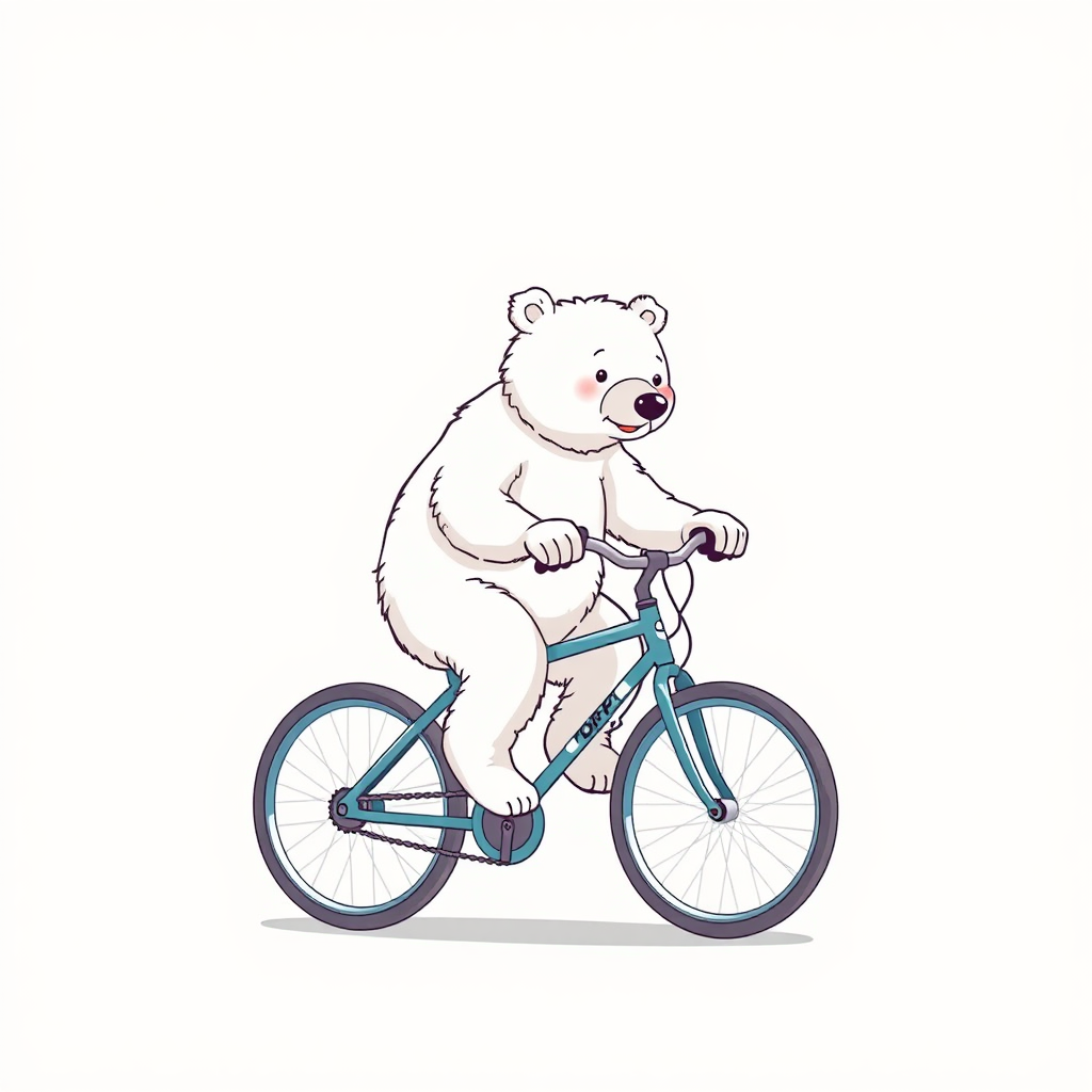 White bear rides bike with 4 colors.