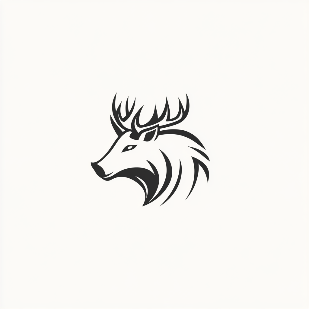 Wild boar and stag logo on white background.