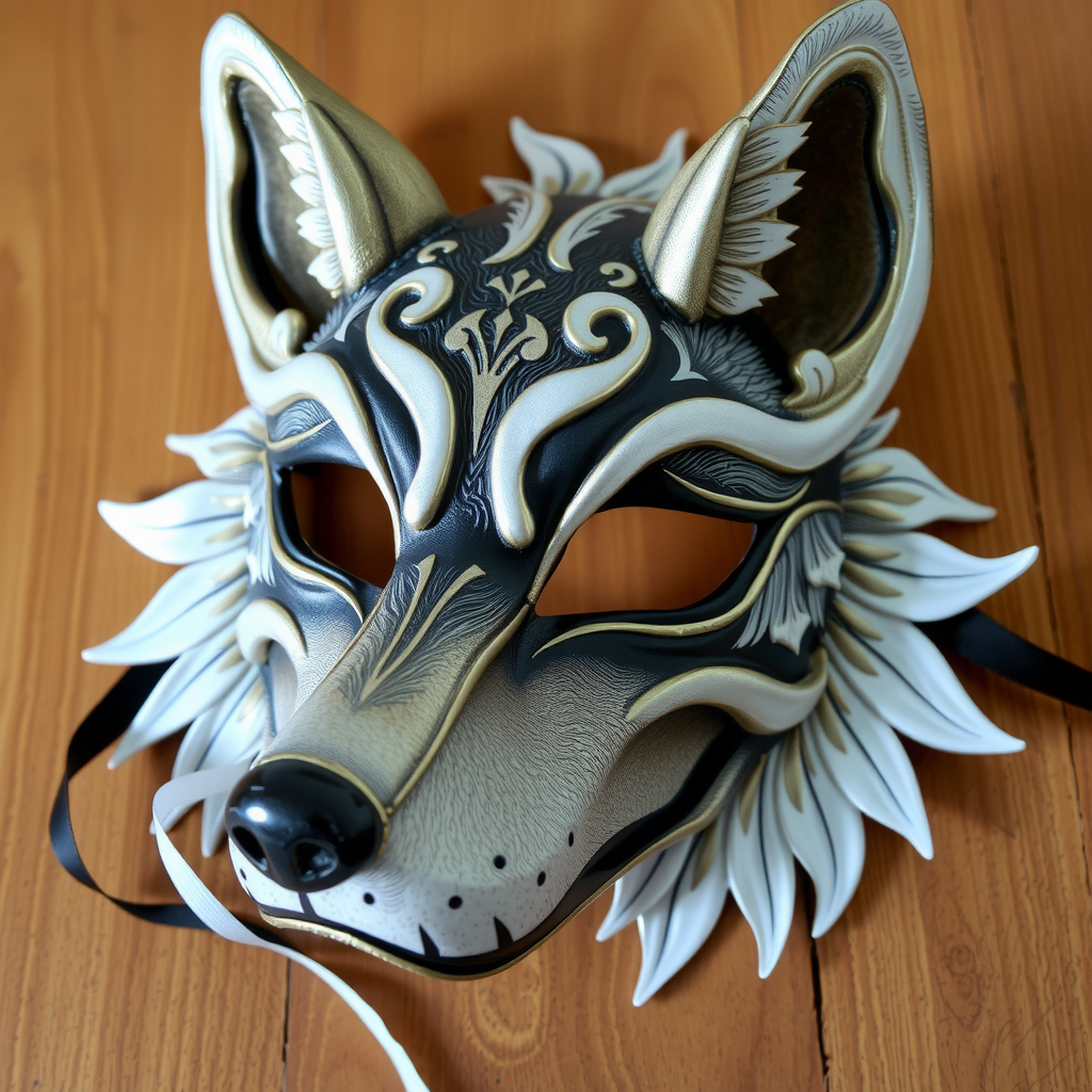 Wild wolf in elegant masquerade mask.