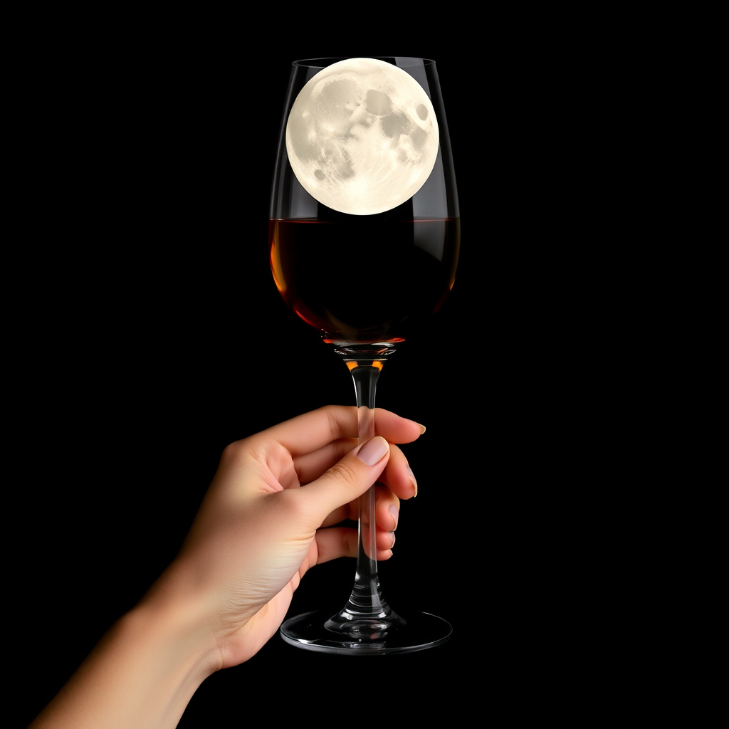 Wine Glass Moon Surrealism Art 16k