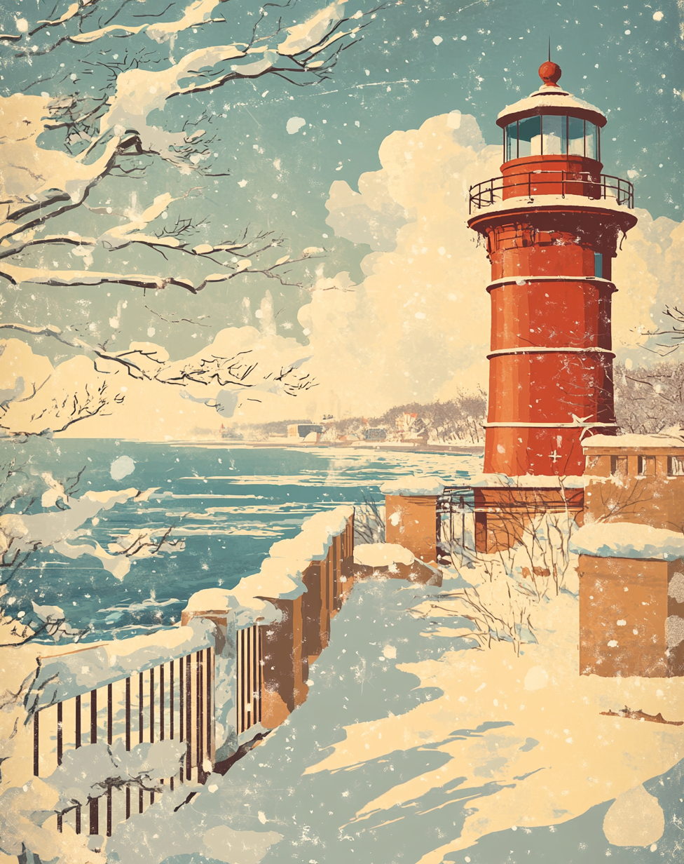 Winter in South Haven: Vintage Travel Poster