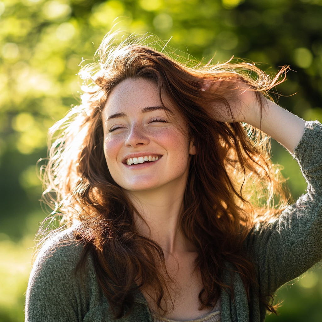 Woman with Natural Beauty in Outdoor Portrait