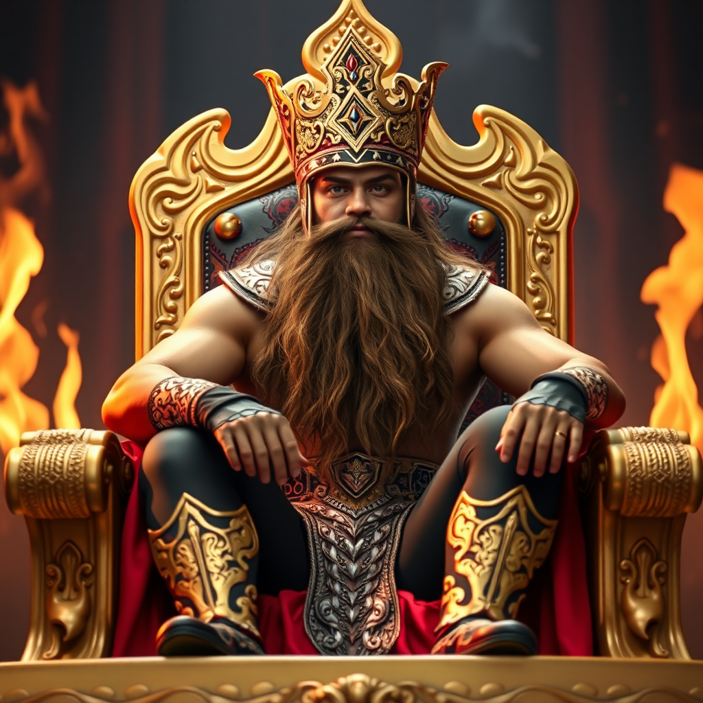 Wrestler Rey Fenix sits proudly on throne.