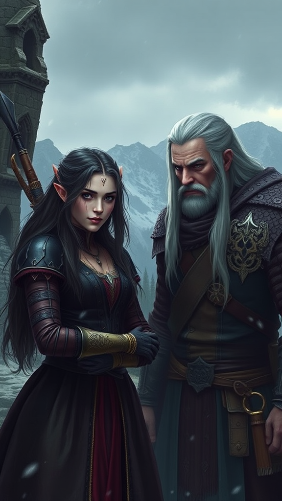 Yennifer and Geralt, a witcher and sorceress duo.