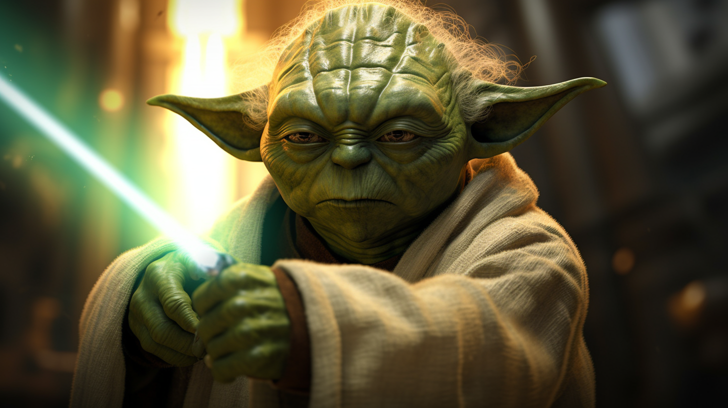 Yoda's Intense Battle: A Close-Up Portrait