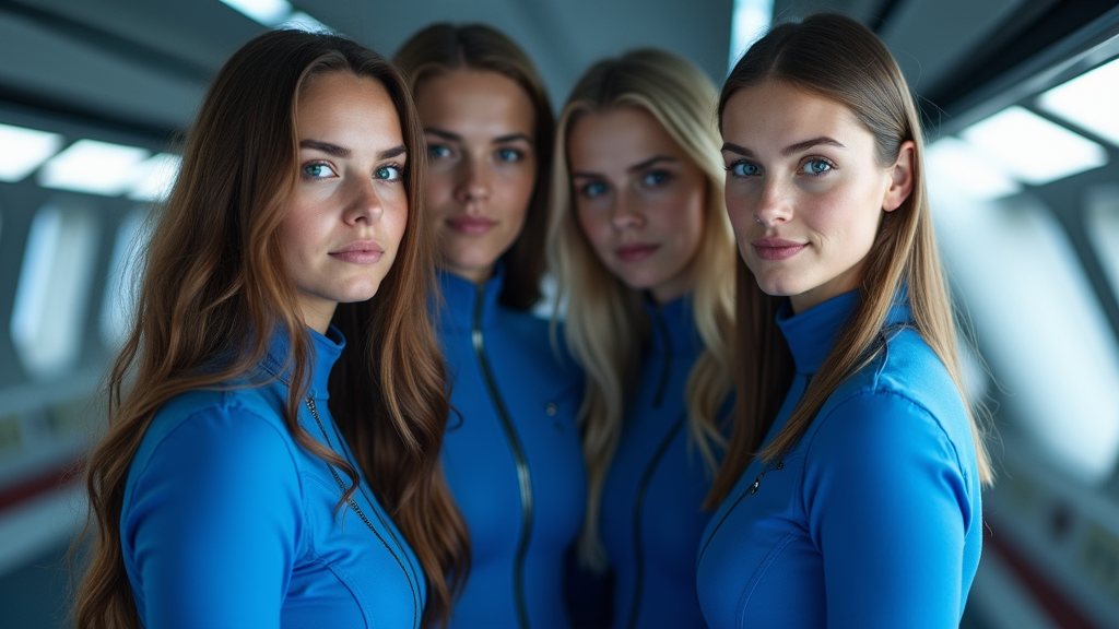 Young Astronauts in Blue Orbiting Earth