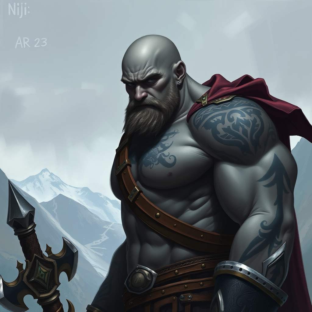Young Bald Goliath Warrior in Mountain Dungeons
