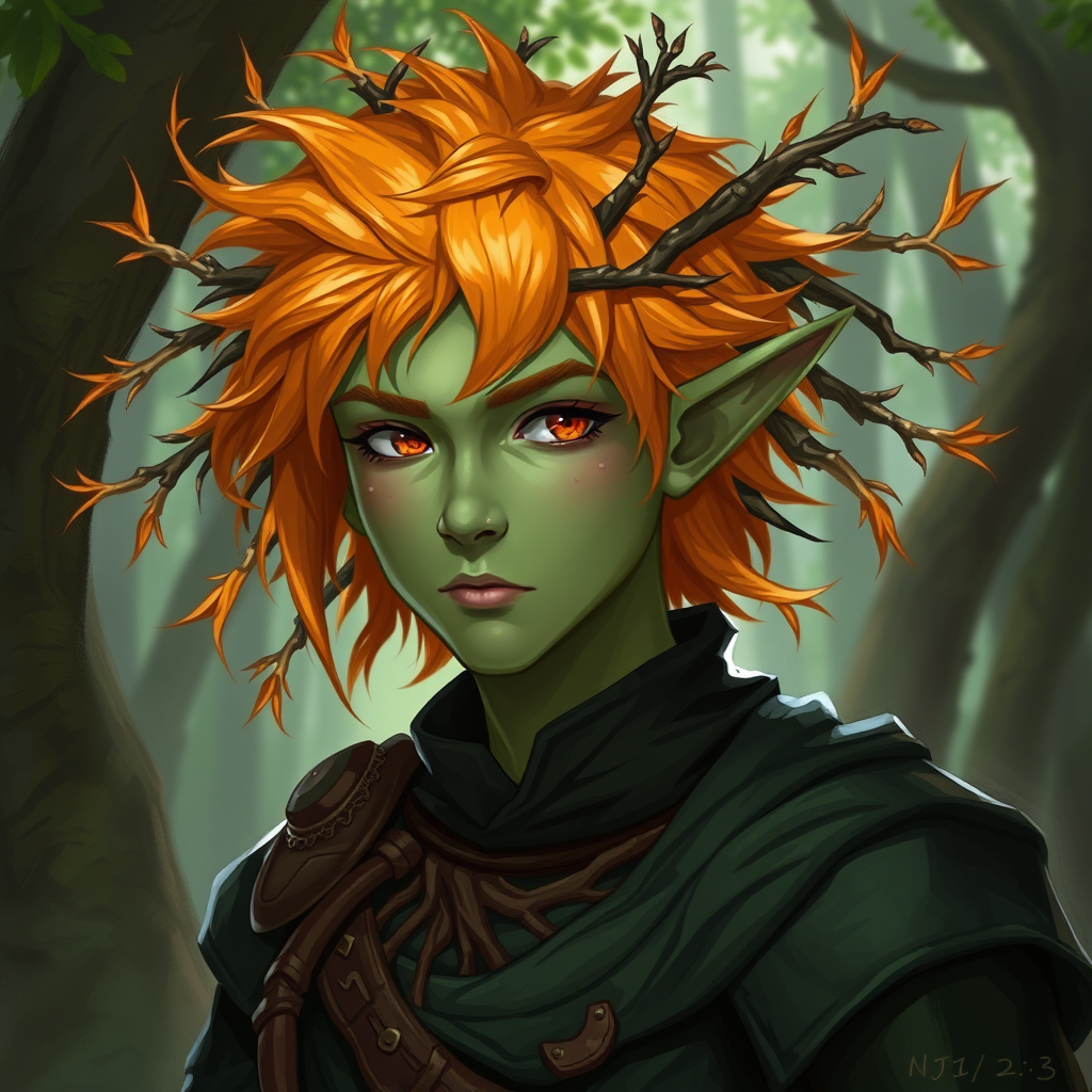 Young Eladrin with Oak Skin in a Forest