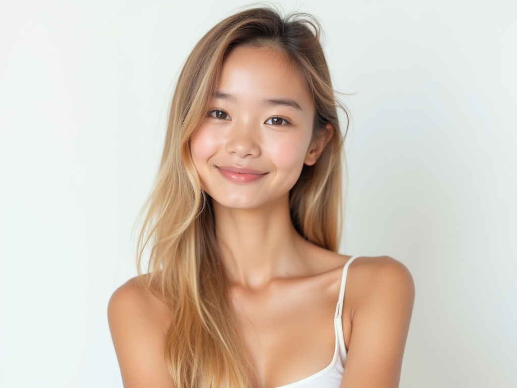 Young Girl's Full Body Portrait with Clean Skin