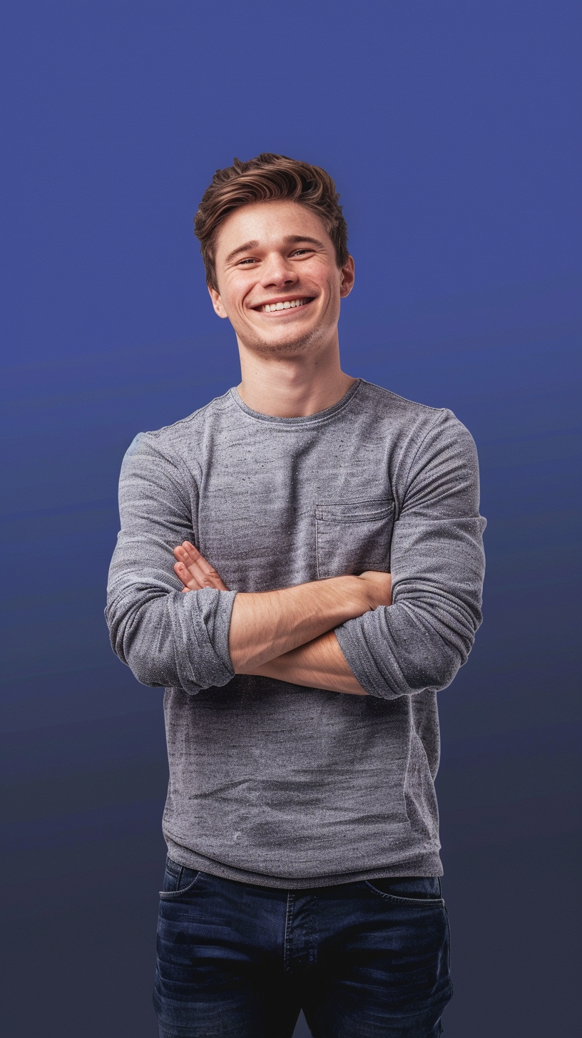 Young Man Smiling with Folded Arms