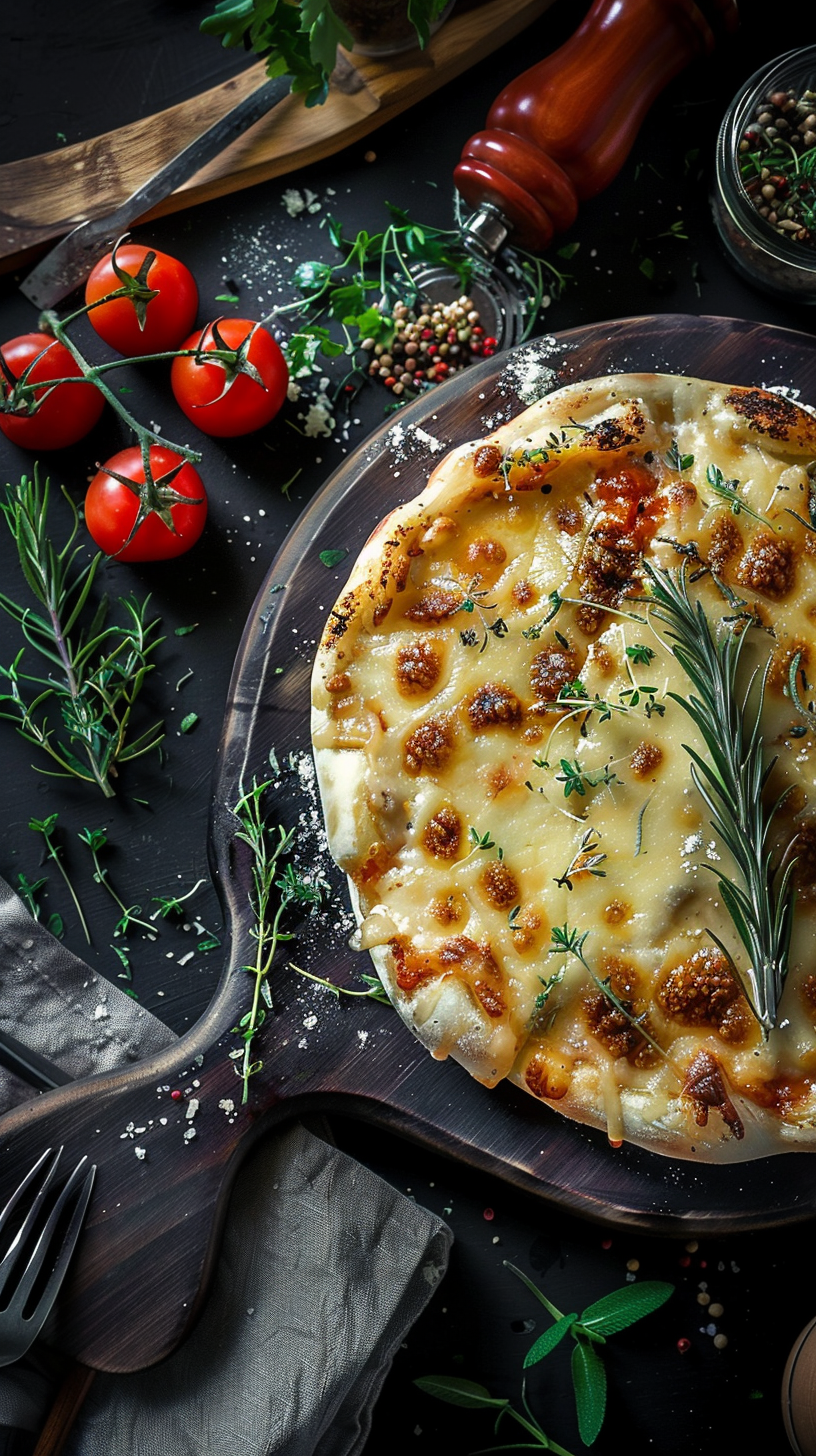 Yummy homemade food on black background