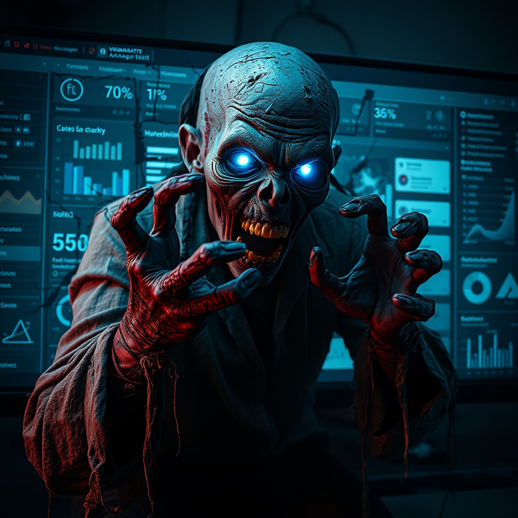 Zombie Emerges From Ads Interface: Digital Horror