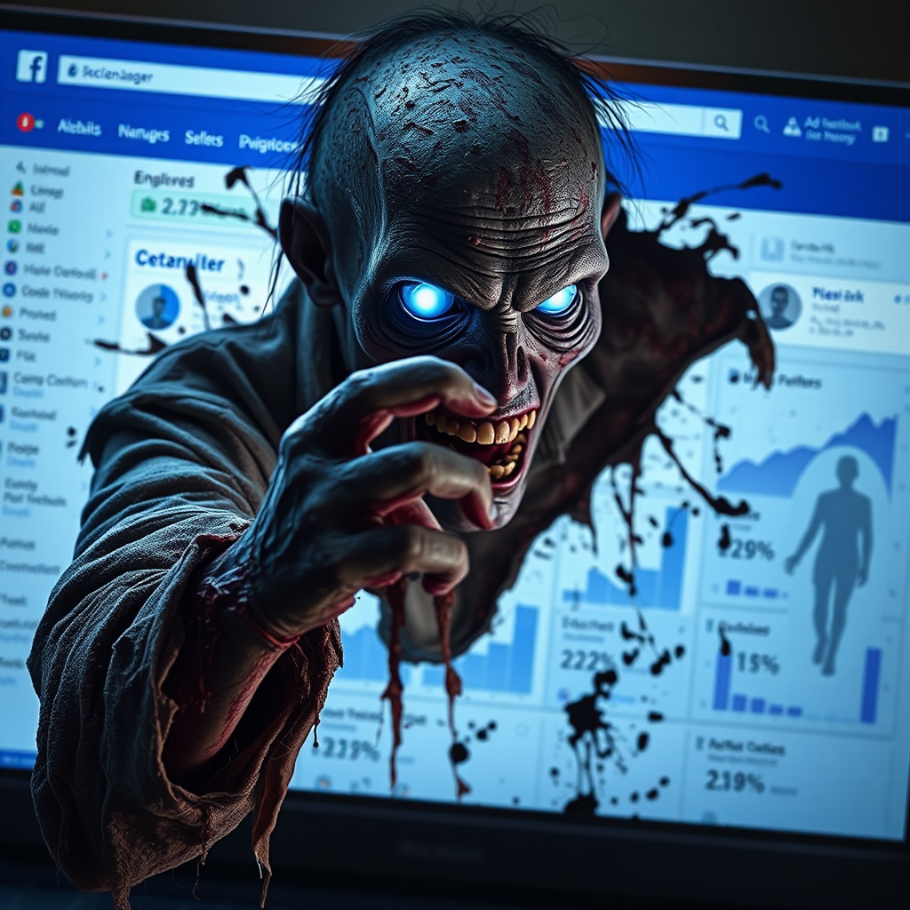 Zombie emerges from Facebook Ads Manager, data turns undead