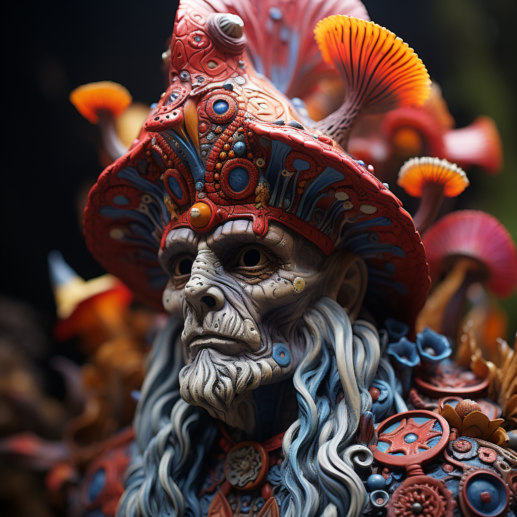 Colorful surreal forest gnome elf hybrid