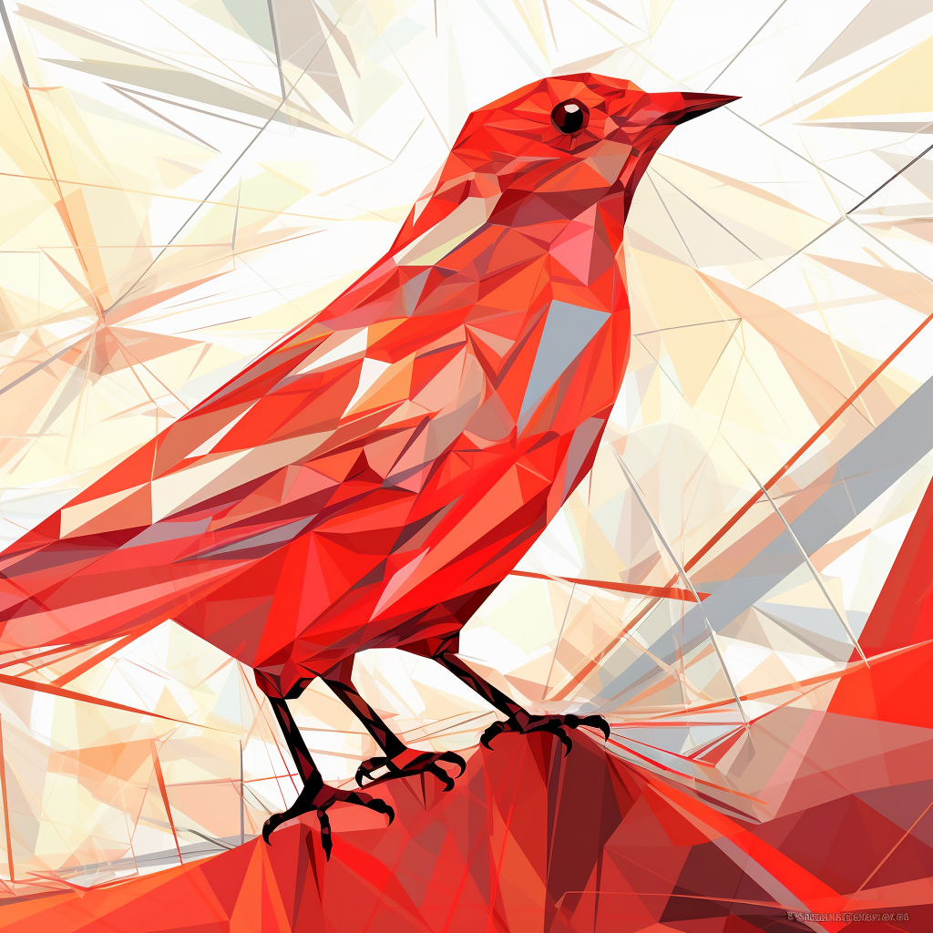 Abstract bird on red triangle background