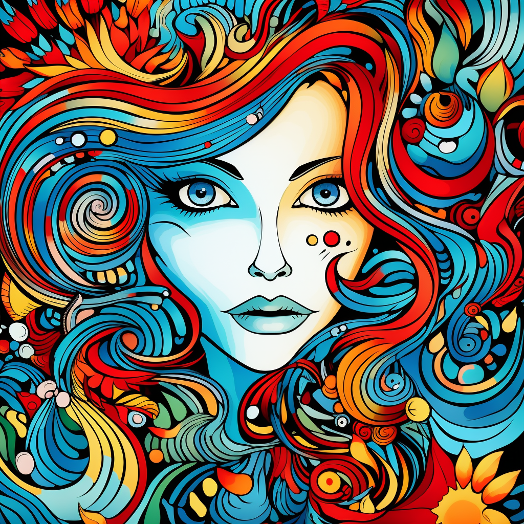 Colorful outline drawing of a woman