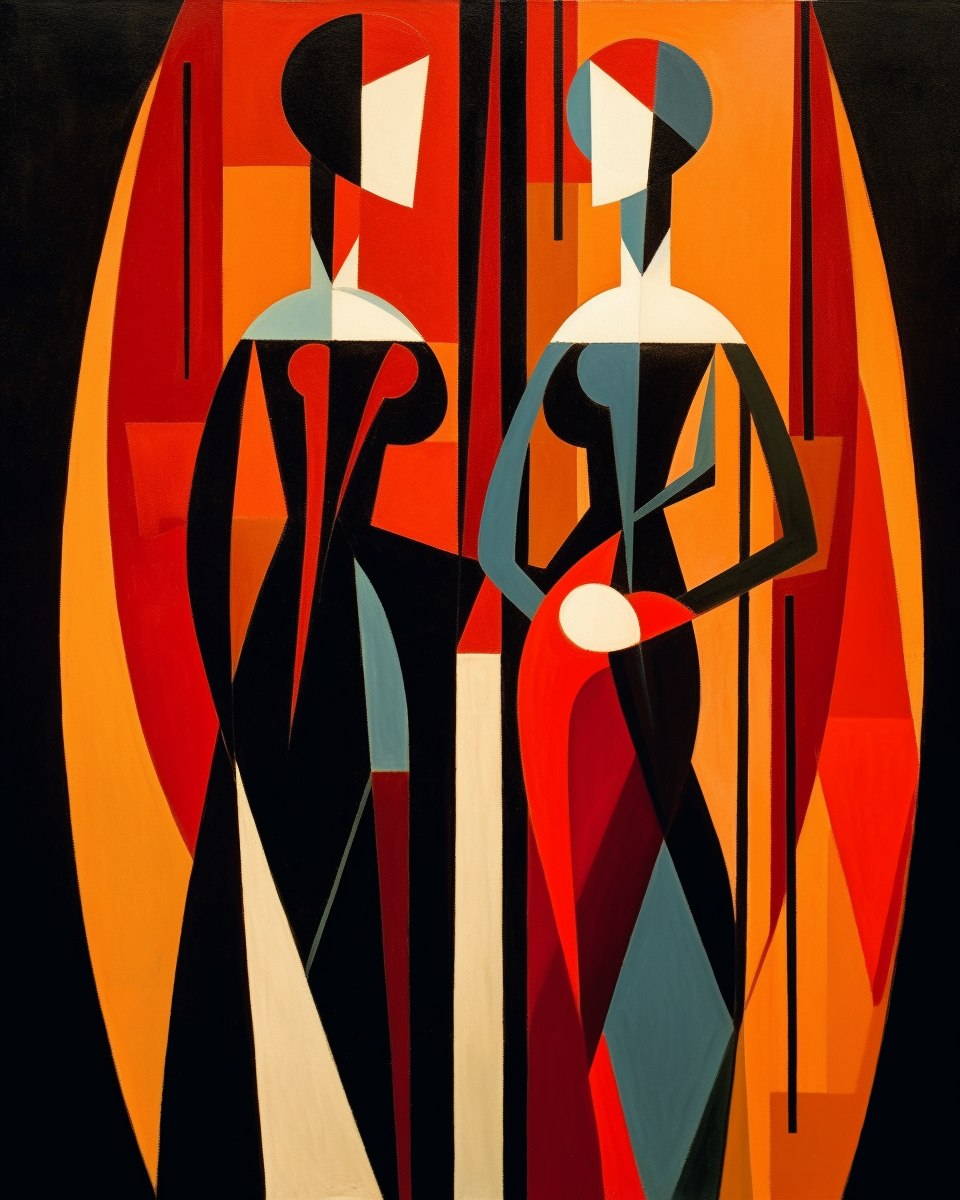 Vector Abstract Cubist Artwork of a Couple